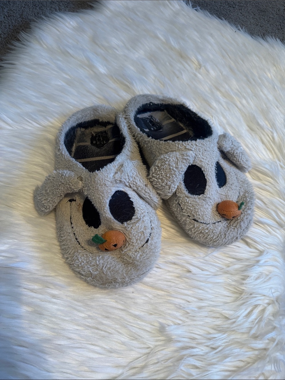 Well worn indoor slippers